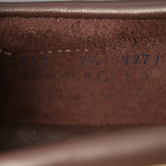 Minnetonka Ladies 7.5 Brown Leather Moccasin Loafers Slip on Boat Dock Shoes - Picture 8 of 12